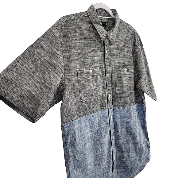 Ocean Current Gray and Blue Color Block Short Sleeve Shirt Size XL - Picture 5 of 7